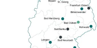 Landkarte mit den beteiligten Kliniken Bild: Landkarte mit den beteiligten Kliniken