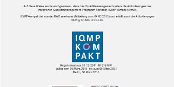 Zertifikat IQMP 2018