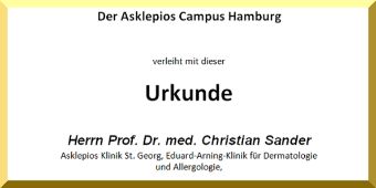 Urkunde für den Lehrpreisträger Prof. Dr. Sander