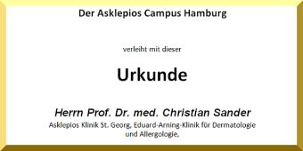 Urkunde für den Lehrpreisträger Prof. Dr. Sander Urkunde für den Lehrpreisträger Prof. Dr. Sander