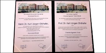 Urkunde über die Honorarprofessur von Prof. Dr. Karl-Jürgen Oldhafer
