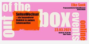 Plakat Out of the box Vortrag Seitenwechsel am ACH