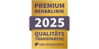 Das Bild zeigt das Siegel einer Premium-Rehaklinik nach den Kriterien von rehaportal.de