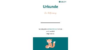 Das Bild zeigt die Urkunde, die die Kinder nach dem Erste Hilfe Kurs bekommen