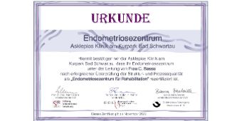 Zertifikat Endometriosezentrum für Rehabilitation