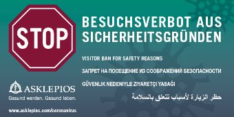 Bild:Mehrsprachige Grafik zum Besuchsverbot in den Asklepios Kliniken für die Startseite