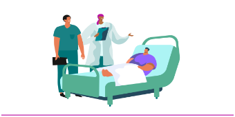 Illustration: Zwei Ärzte am Bett eines Patienten