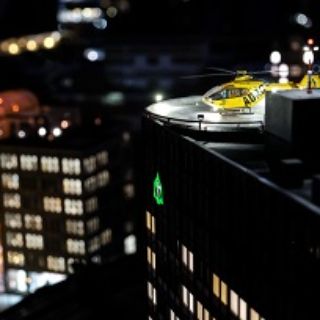Aufs Dach verlegt: Der Hubschrauberlandeplatz
