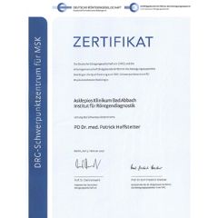 DRG Röntgen Bild: Zertifikat Schwerpunktzentrum