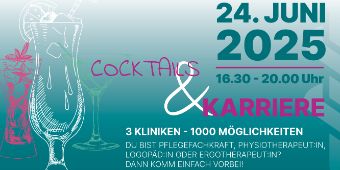 Cocktails und Karriere Das Motiv zeigt das Plakat von der Veranstaltung