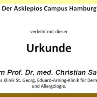Urkunde für den Lehrpreisträger Prof. Dr. Sander