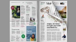 Bild: Mock up der Quartierszeitung Moin Altona der Asklepios Klinik Altona