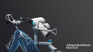 Das Motiv zeigt eine Zeichnung des Roboters und eines Knies