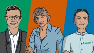 Bild: Illustration mit drei Experten aus unterschiedlichen Berufsgruppen zum Asklepios Corona-Talk