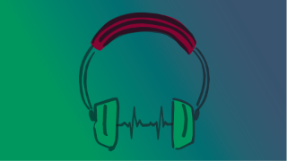 Grafik: Illustration zum Gesundheitspodcast Digitale Sprechstunde - Kopfhörer mit EKG-Kurve 