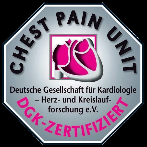 Das bild zeigt das Logo mit der Aufschrift CPU DGK-Zertifiziert der Deutschen Ges. für Kardiologi u Kreislaufforschung e.V.