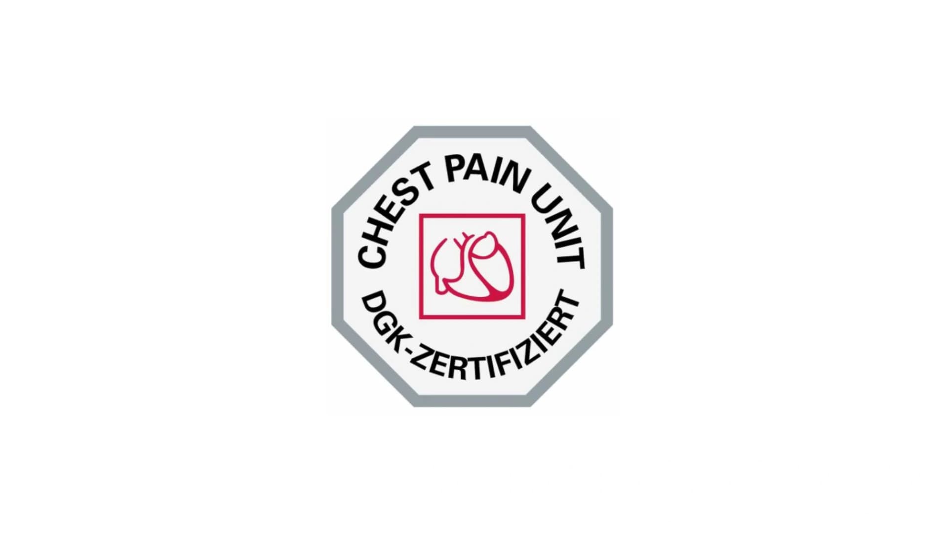 Das Bild zeigt das Logo der Chest Pain Unit. Die Asklepios Klinik St. Georg ist durch die Deutsche Gesellschaft für Kardiologie erfolgreich zertifiziert worden. Die Chest Pain Unit garantiert eine unmittelbare fachärztliche-kardiologische Beurteilung, Diagnostik und Therapie von Patienten mit akutem Brustschmerz.