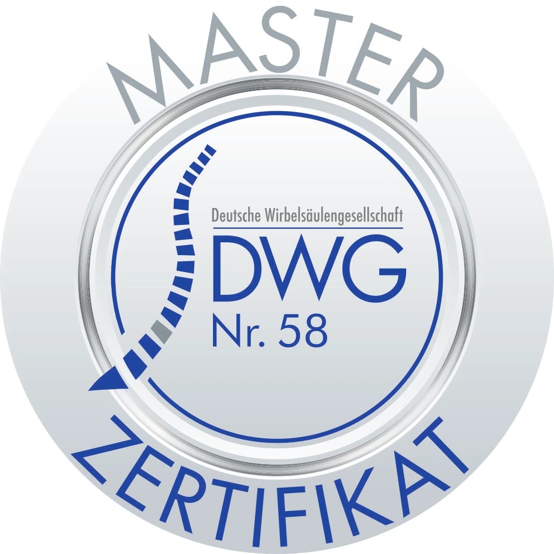 Das Motiv zeigt das DWG Master Zertifikat Nummer 58.