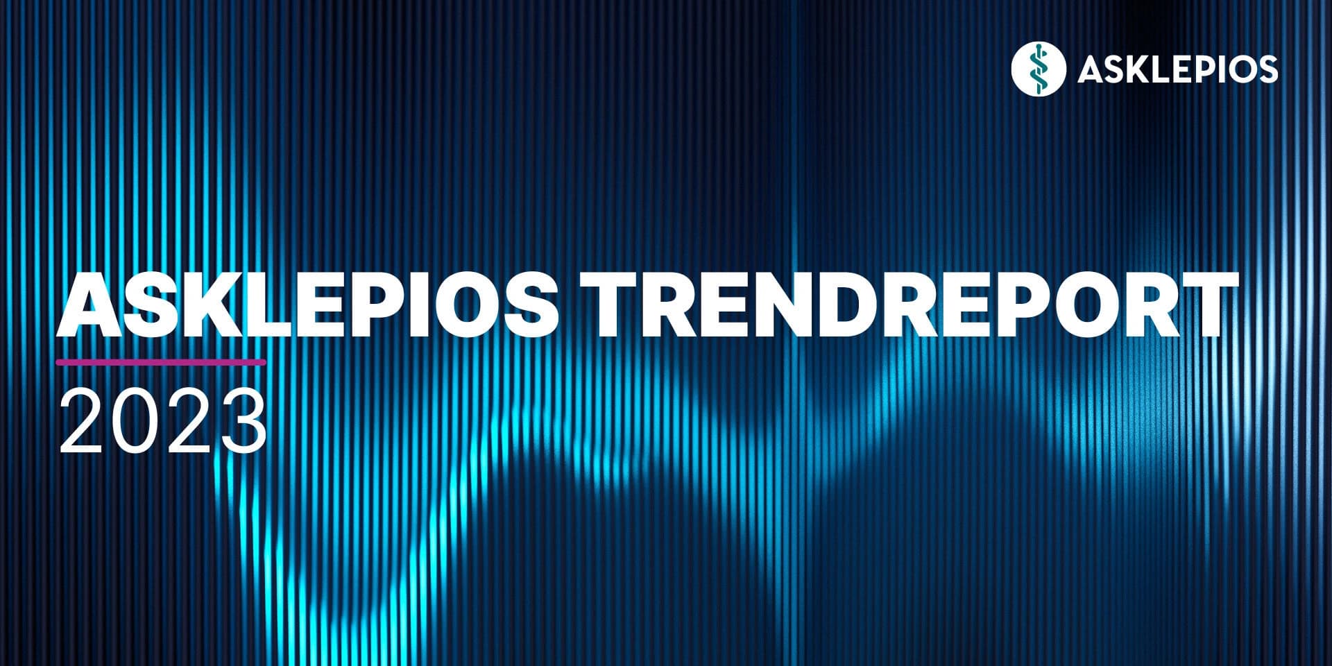 Das Bild zeigt eine Herzkurve als Nahaufnahme und trägt die Inschrift Asklepios Trendreport 2023