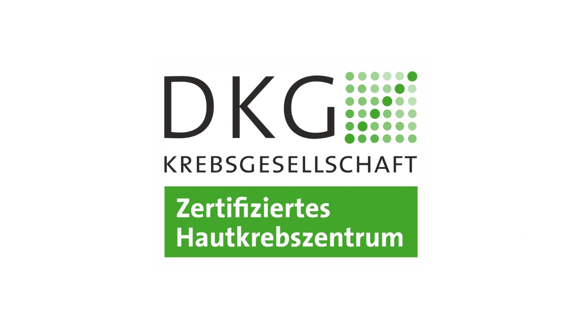 Das Bild zeigt das Logo "Zertifiziertes Hautkrebszentrum" der Deutschen Krebsgesellschaft. Zertifizierte Hautkrebszentren lassen die Strukturen in der Behandlung von Patienten mit Hautkrebserkrankungen regelmäßig von externen Gutachtern überprüfen.