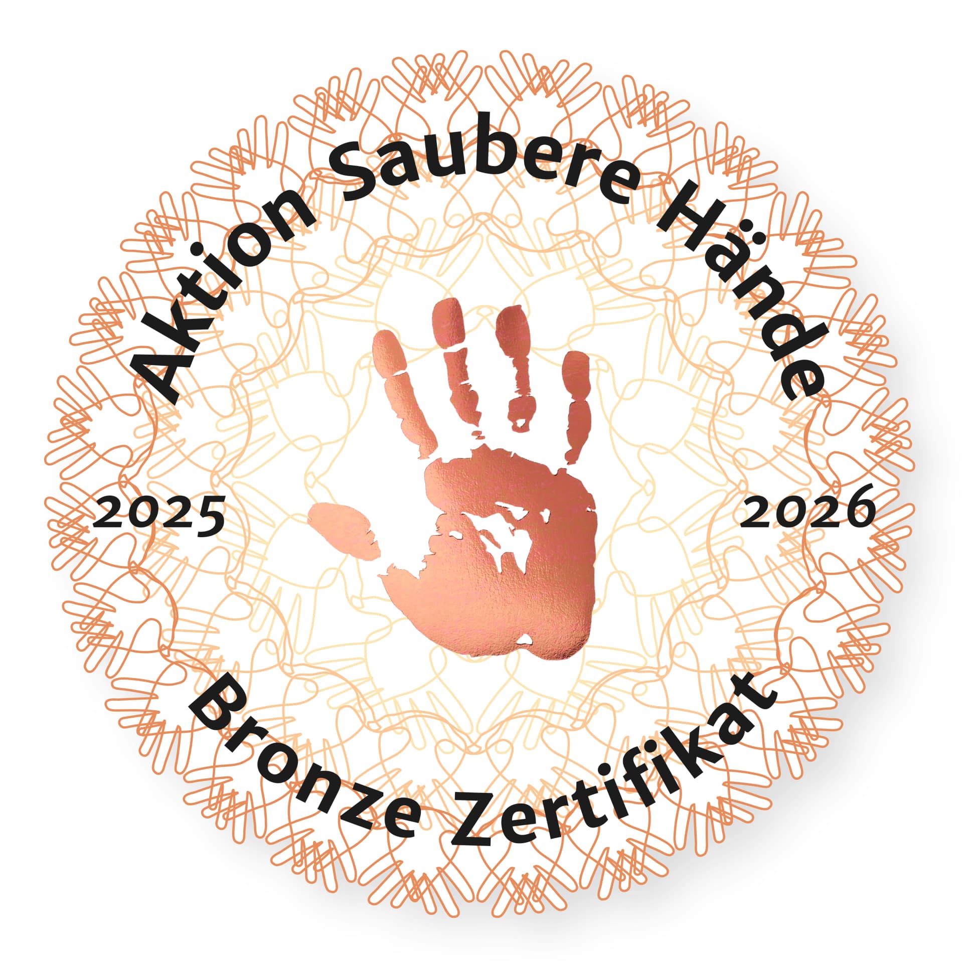 Das Bild zeigt das ASH Zertifikat mit der Auszeichnung Bronze von 2025 bis 2026.