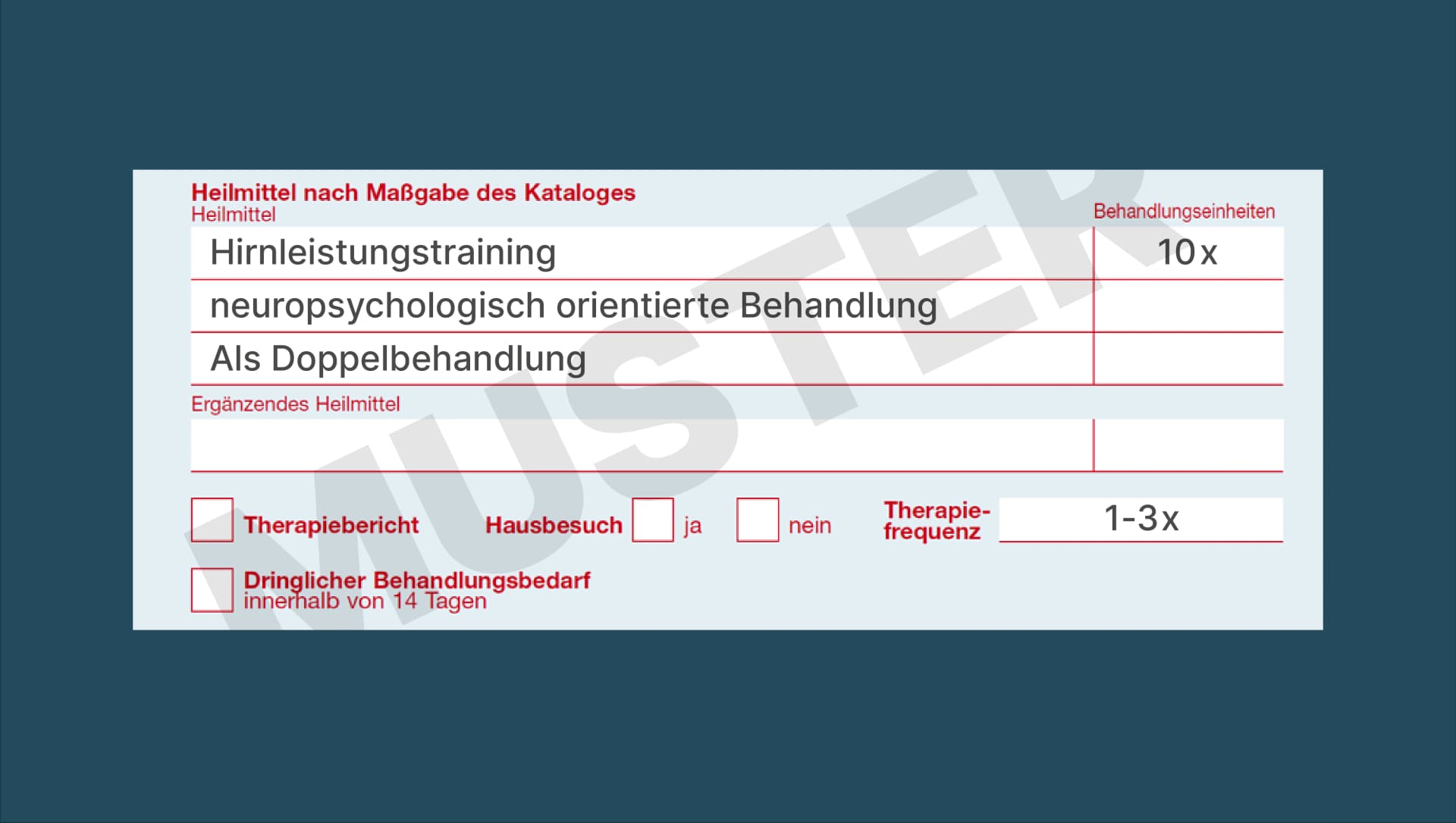 Bild: Ausfüllhilfe des Neurologischen Therapiezentrums St. Georg: Basisverordnung Ergotherapie Hirnleistungstraining