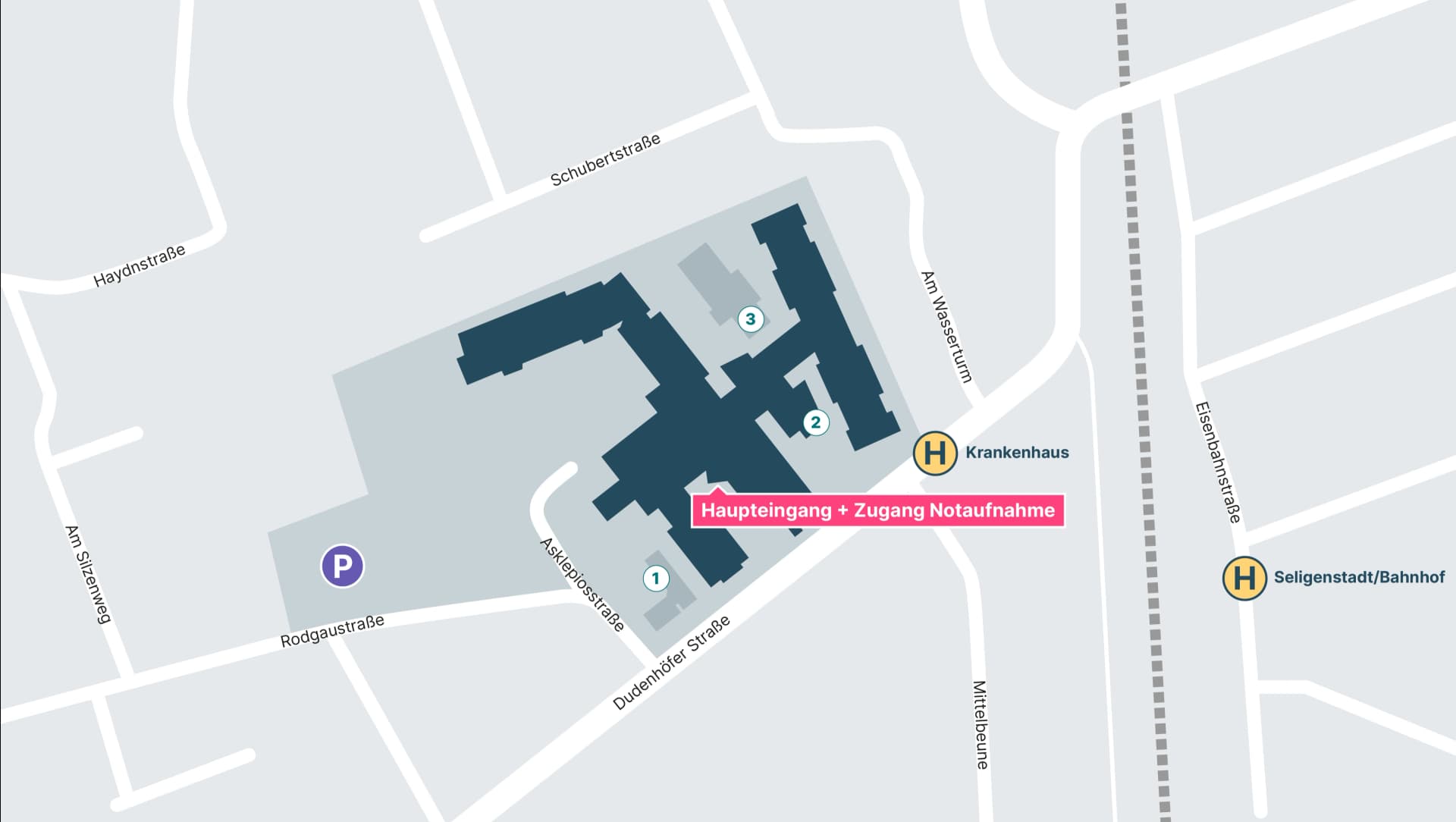 Klinikplan der Asklepios Klinik Seligenstadt