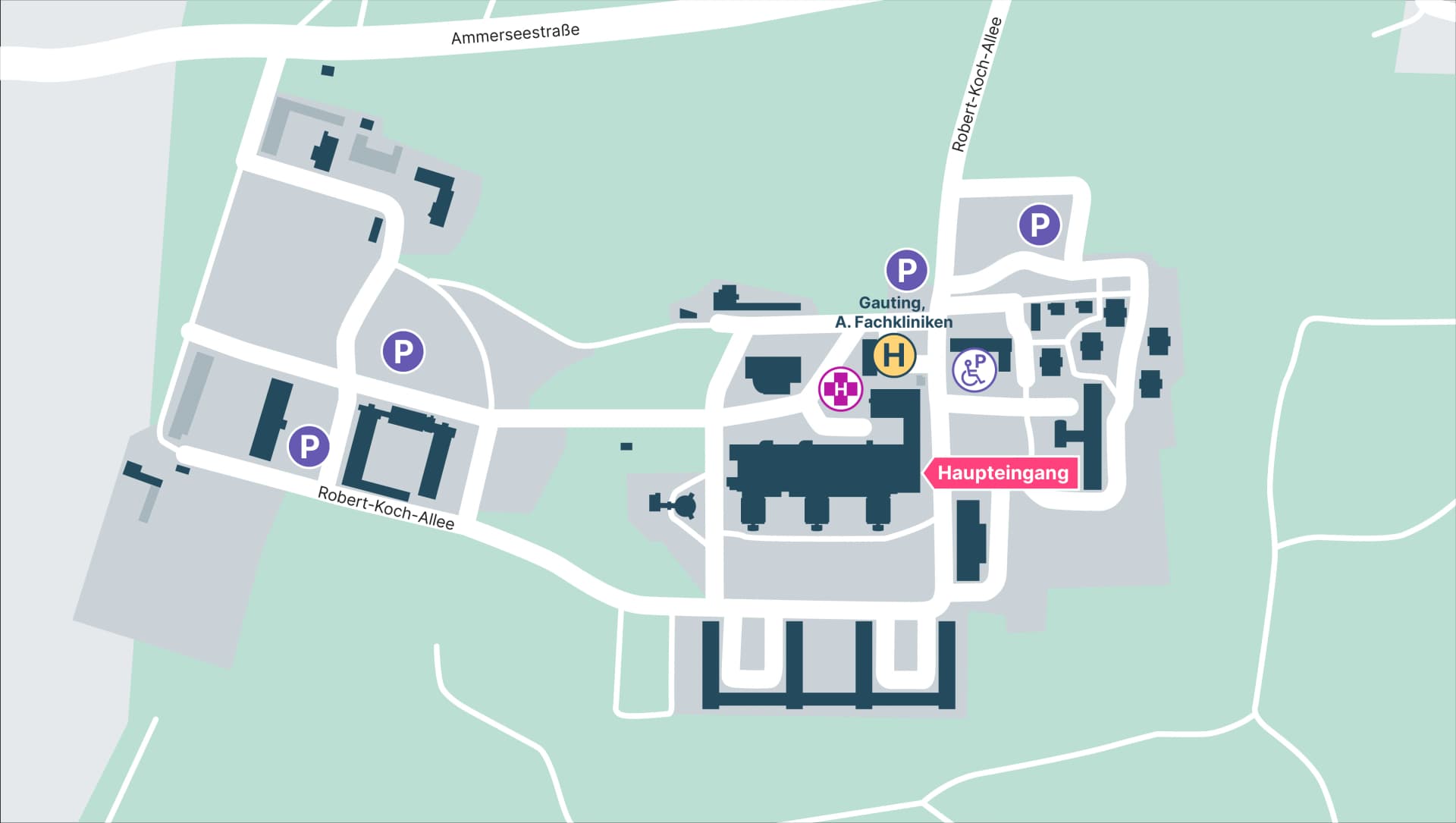 Lageplan der Asklepios Klinik Gauting