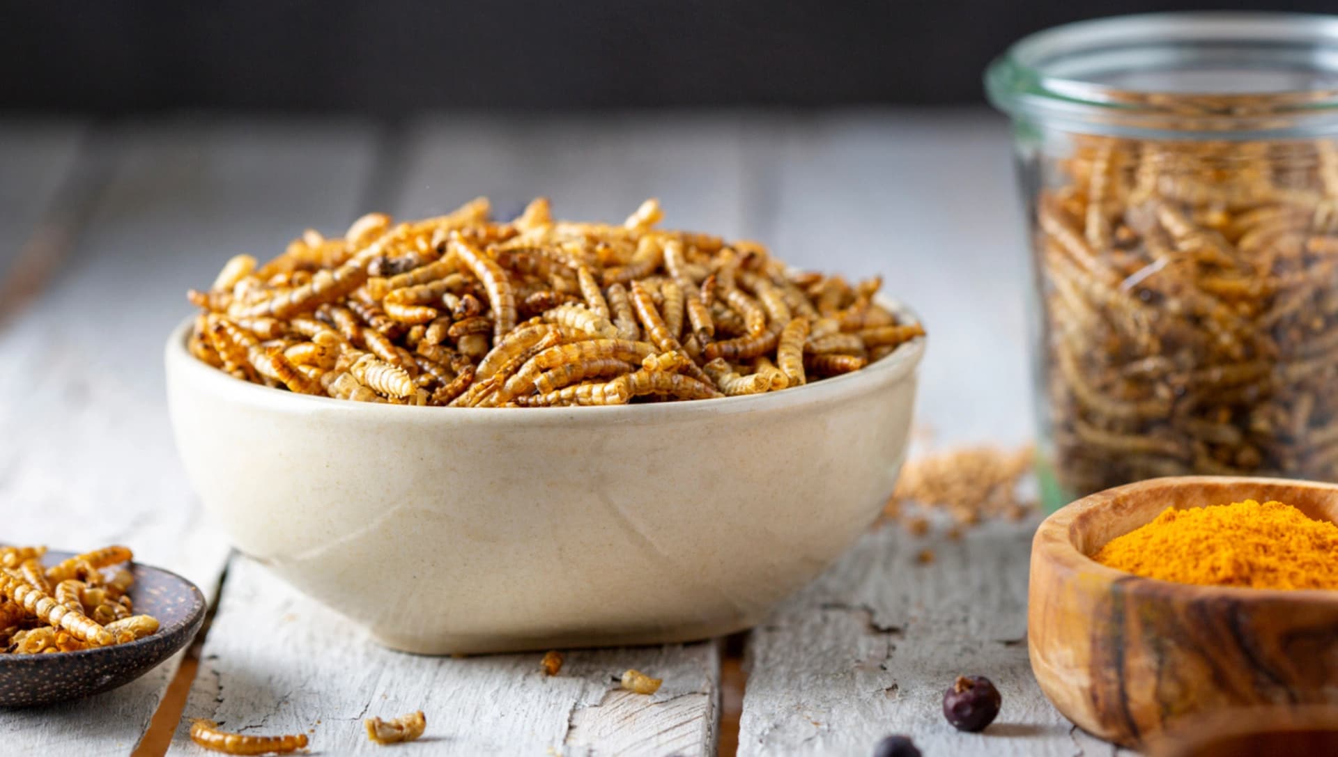 Insekten, Mehlwürmer, Speise