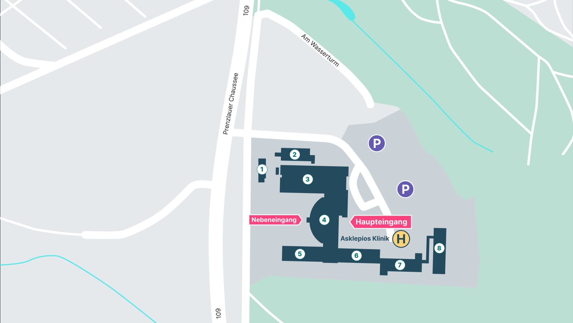 Klinikplan der Asklepios Klinik Pasewalk