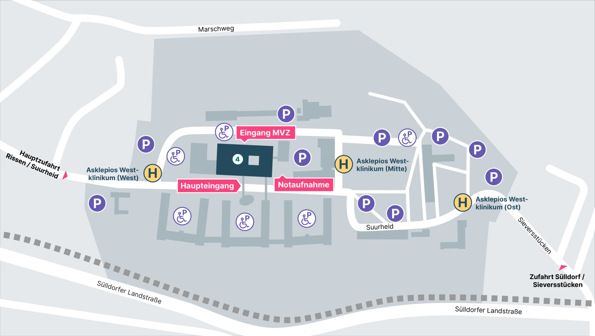 Lageplan des Asklepios MVZ West in Haus 4