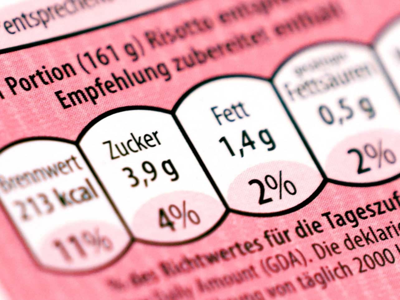 Bild: Nährwerttabelle