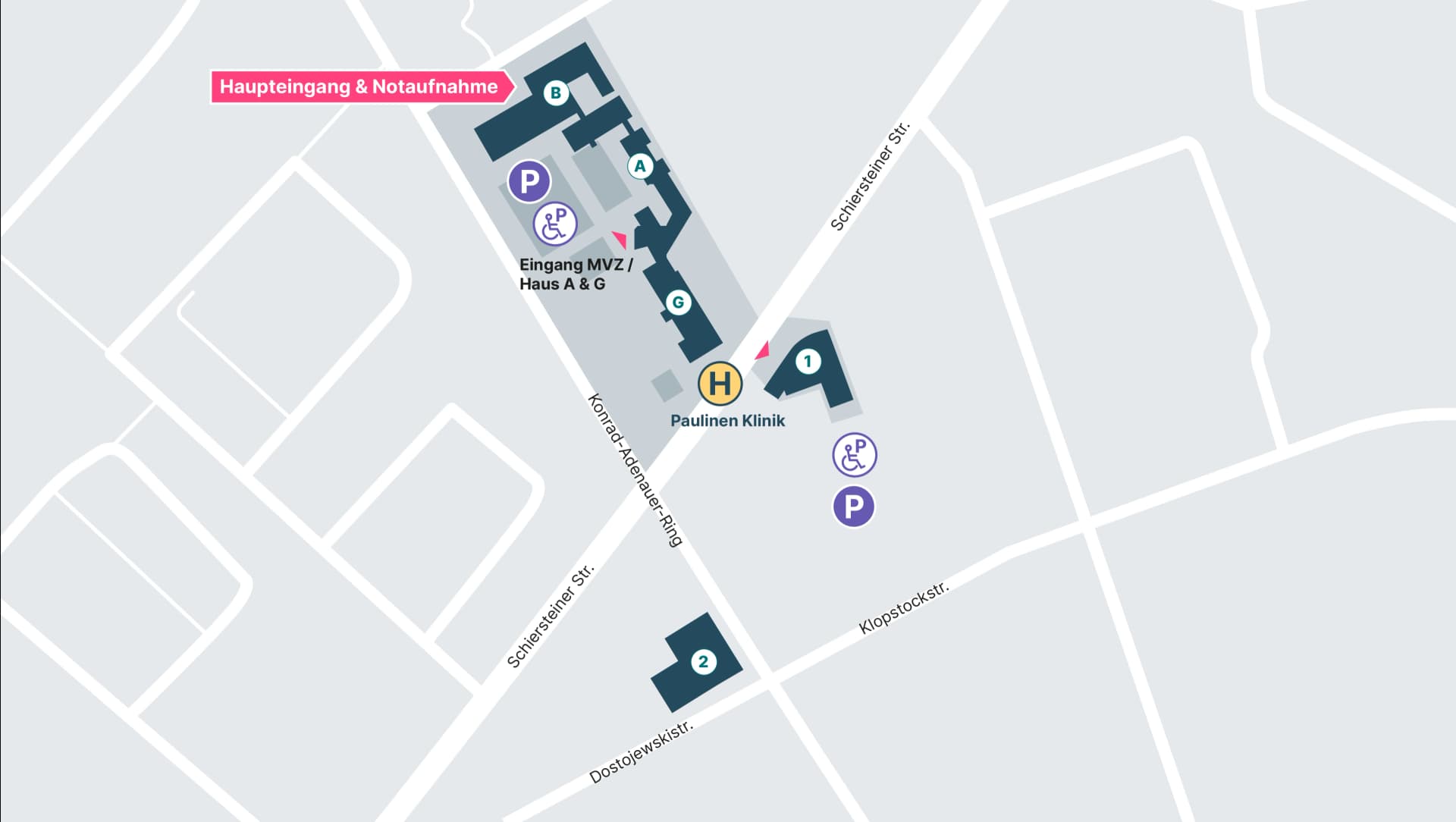 Klinikplan der Asklepios Paulinen Klinik Wiesbaden
