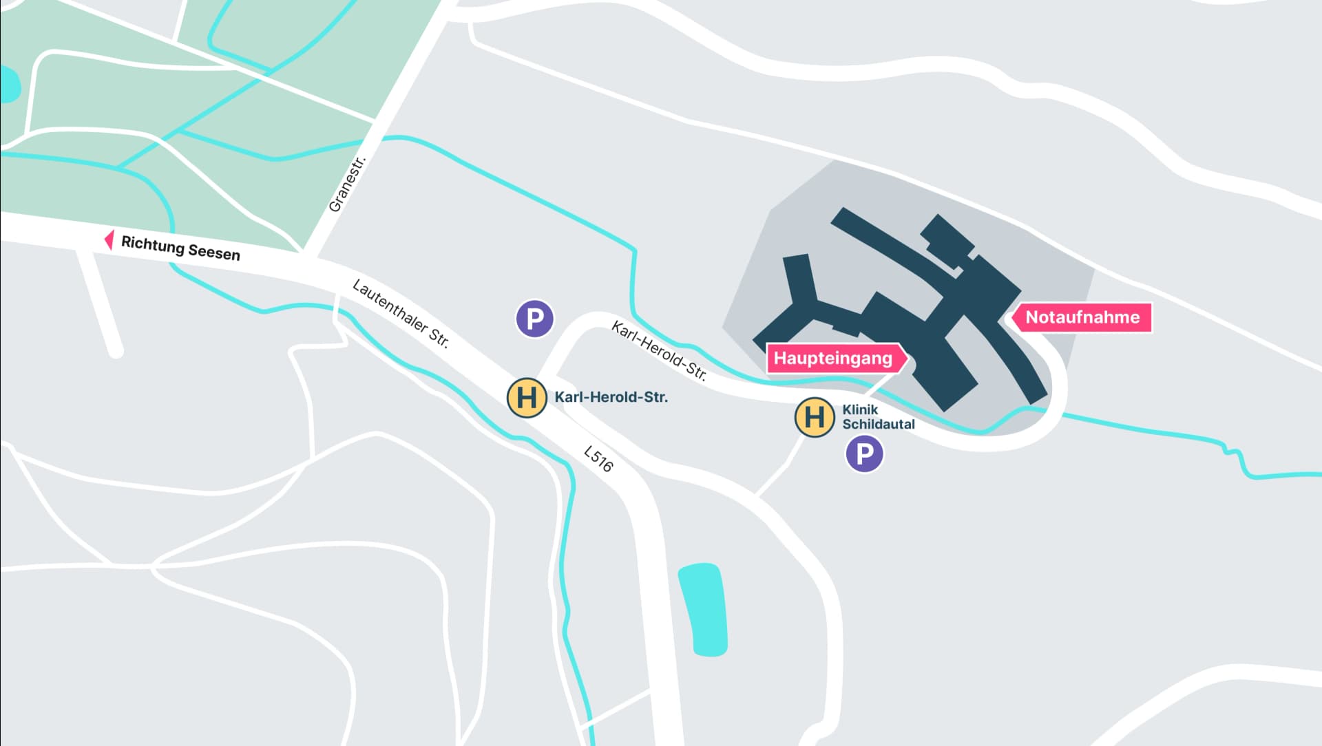 Klinikplan der Asklepios Klinik Schildautal Seesen