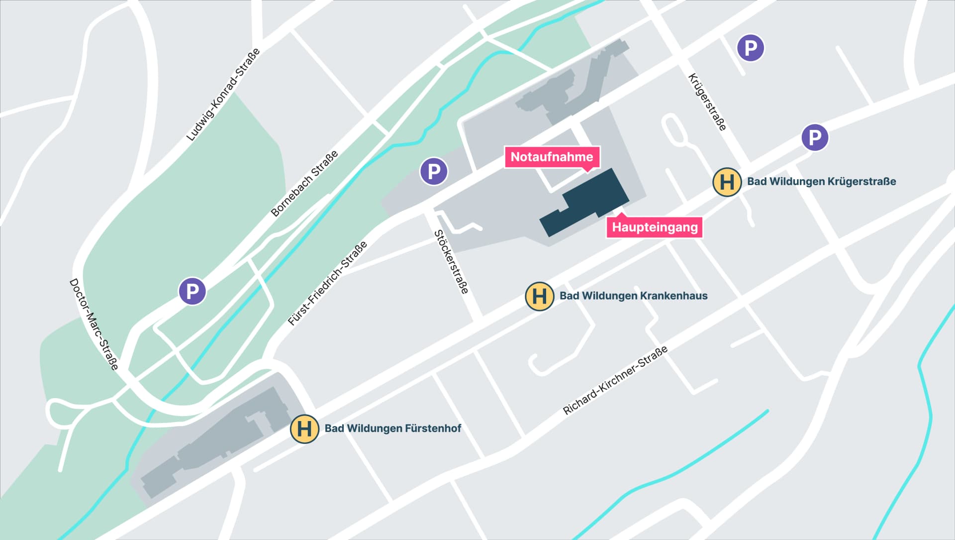 Klinikplan der Asklepios Stadtklinik Bad Wildungen