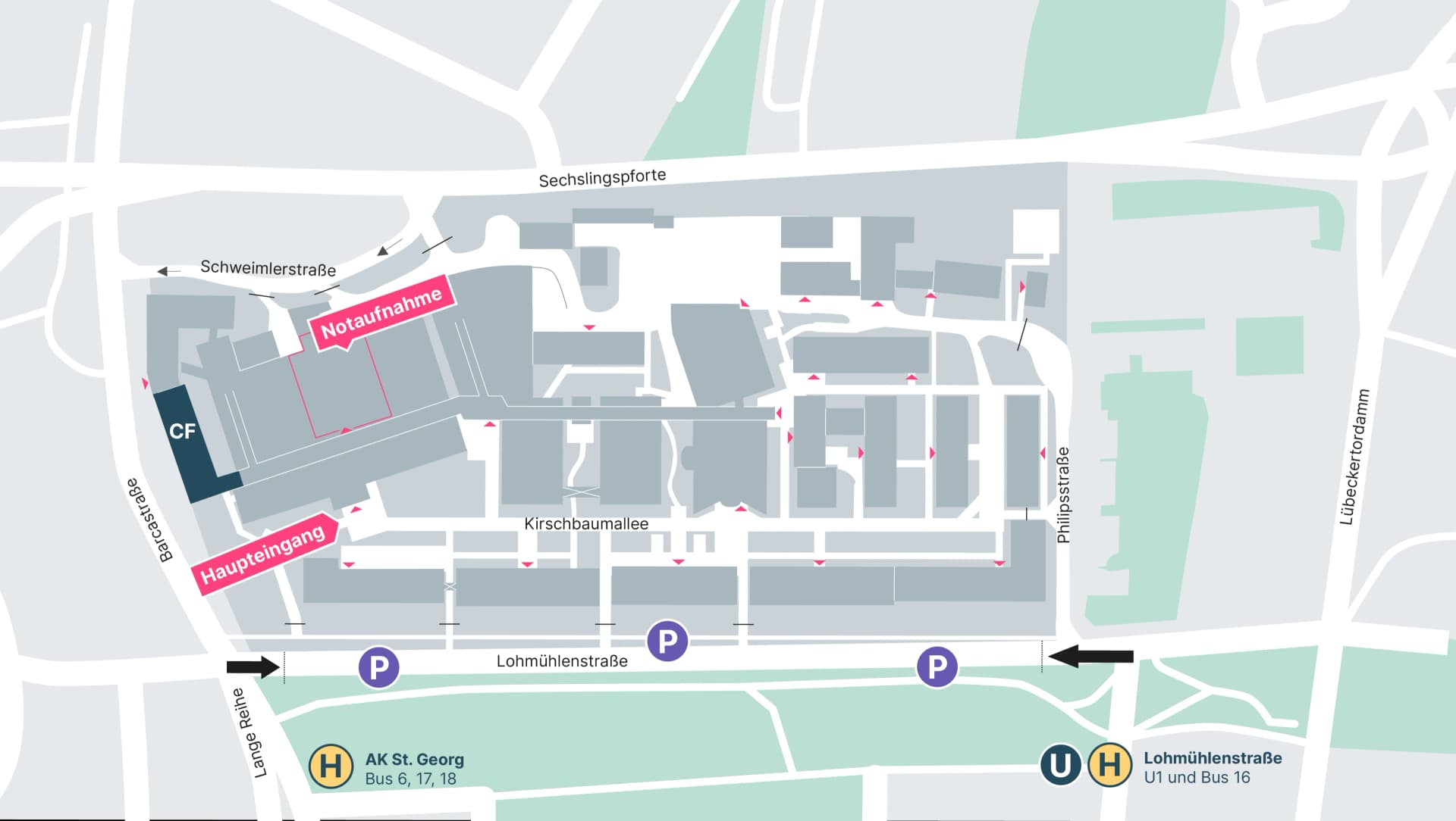 Bild: Lageplan des Asklepios MVZ St. Georg in Haus CF0