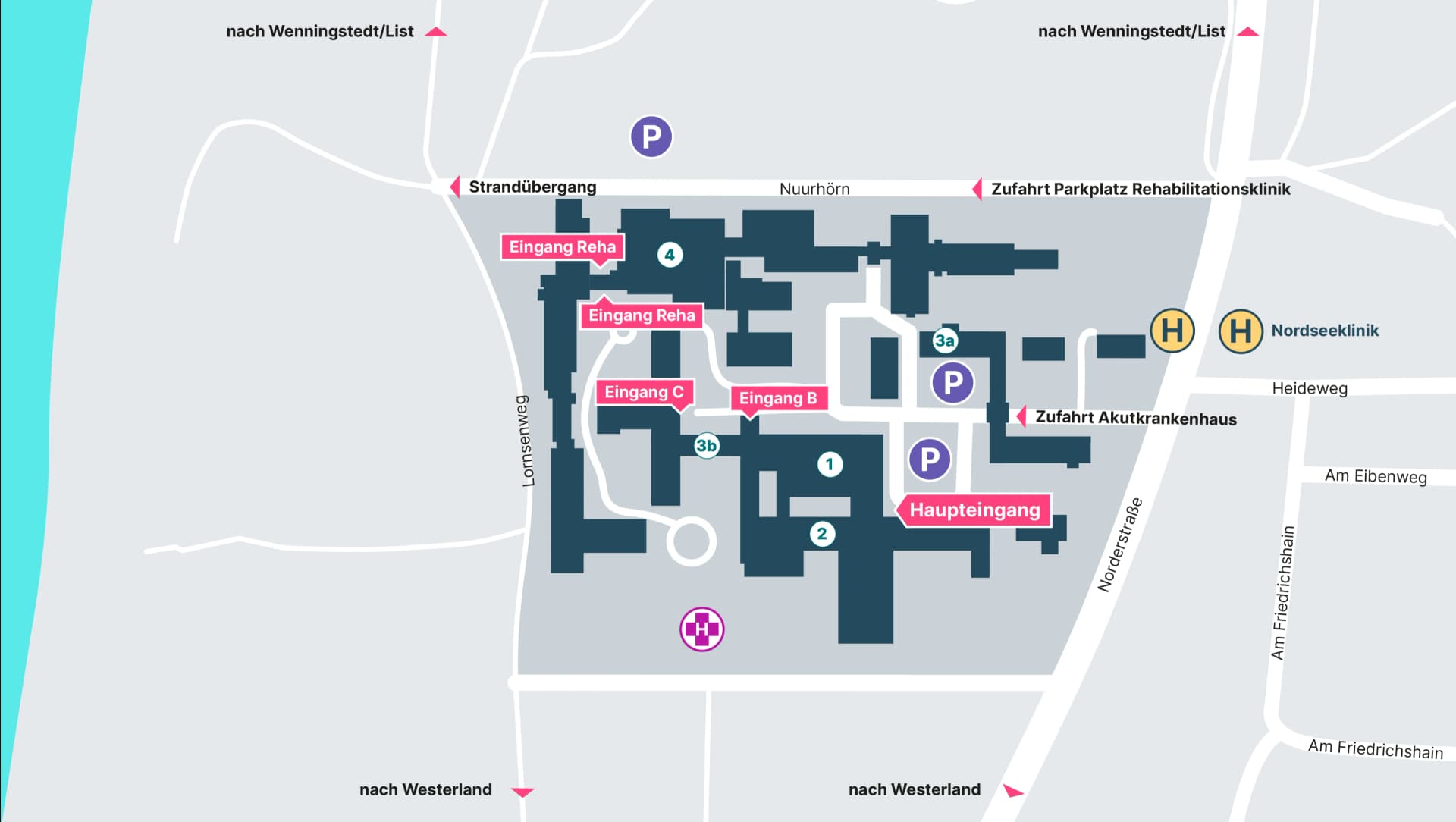Klinikplan der Asklepios Klinik Sylt