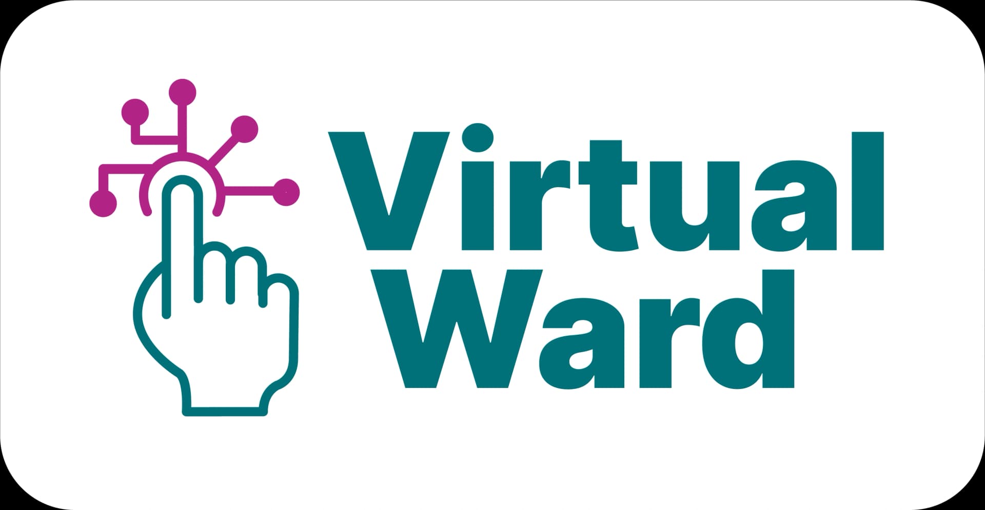Bild: klickender Finger und Schriftzug Virtual Ward auf weißem Hintergrund