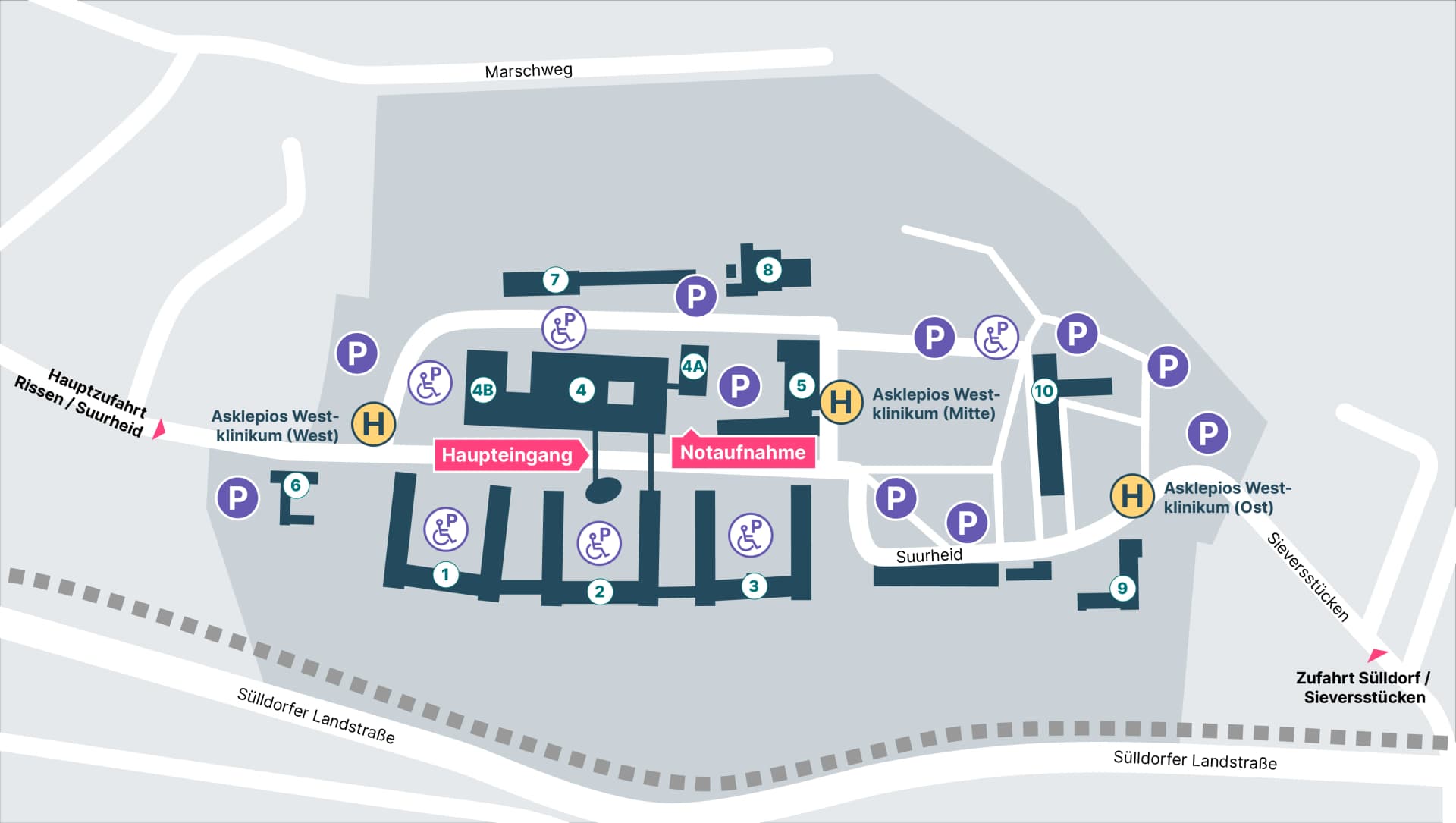 Lageplan: Asklepios Westklinikum