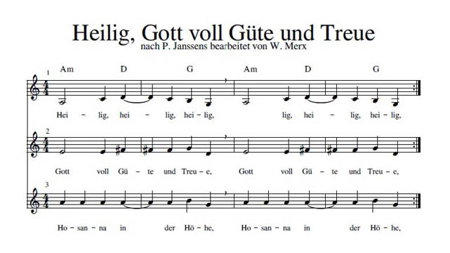 Auszug Liedtext "Heilig, Gott voll Güte und Treue" Auszug aus dem Liedtext