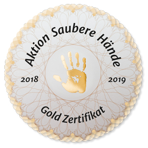 Zertifikat Aktion Saubere Hände Auszeichnung Hände Desinfektion