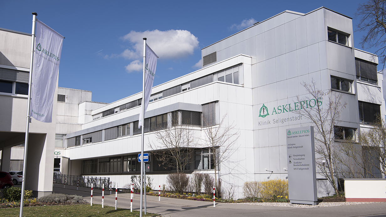 Haupteingang Asklepios Klinik Seligenstadt Bild: Haupteingang Asklepios Klinik Seligenstadt