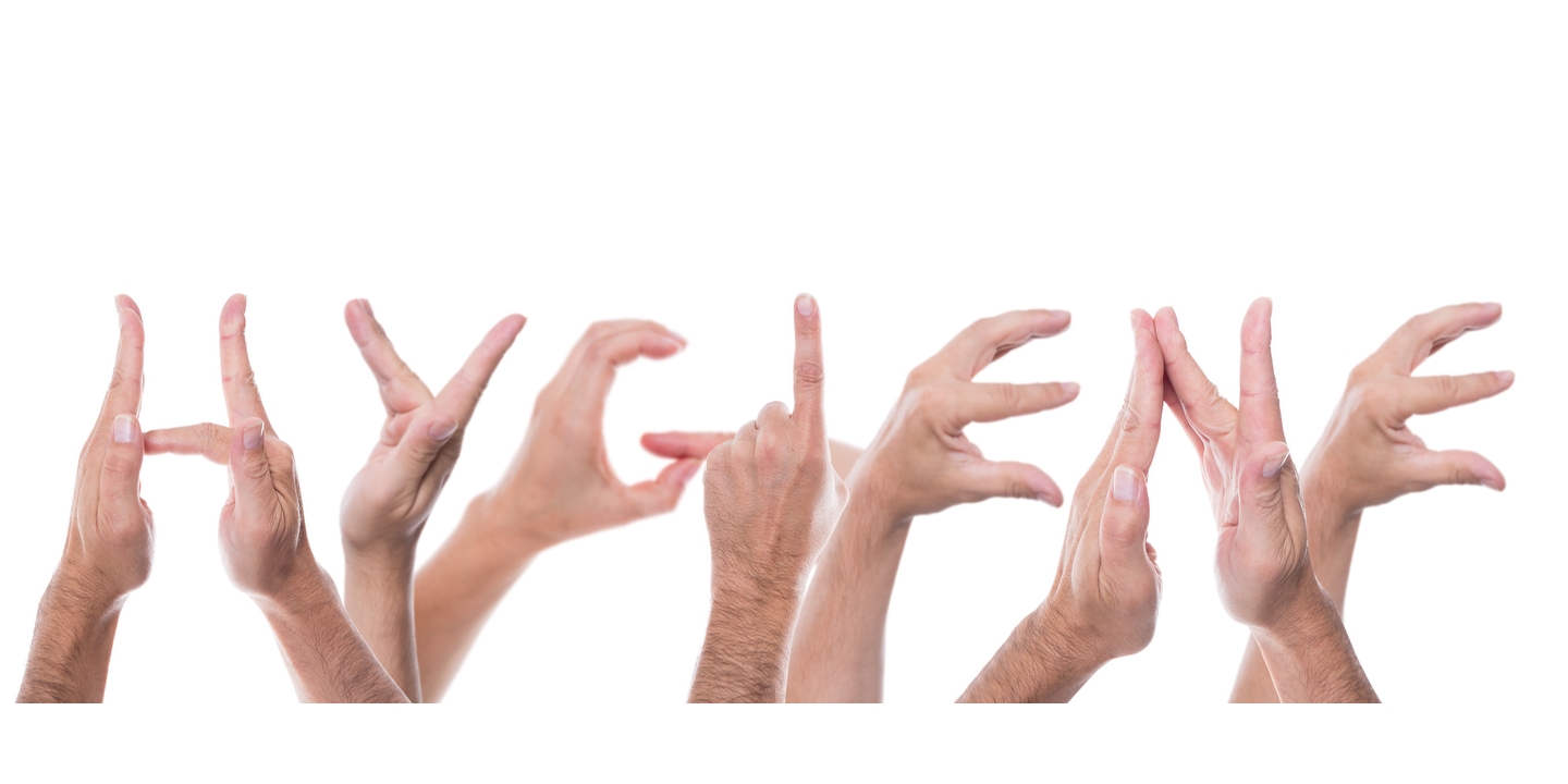 Hygiene beginnt mit den Händen BILD: Das Wort Hygiene aus Händen gebildet