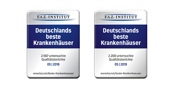 Ausgezeichnet als eines der besten Krankenhäuser Deutschlands Gleich zweimal wurde das Siegel