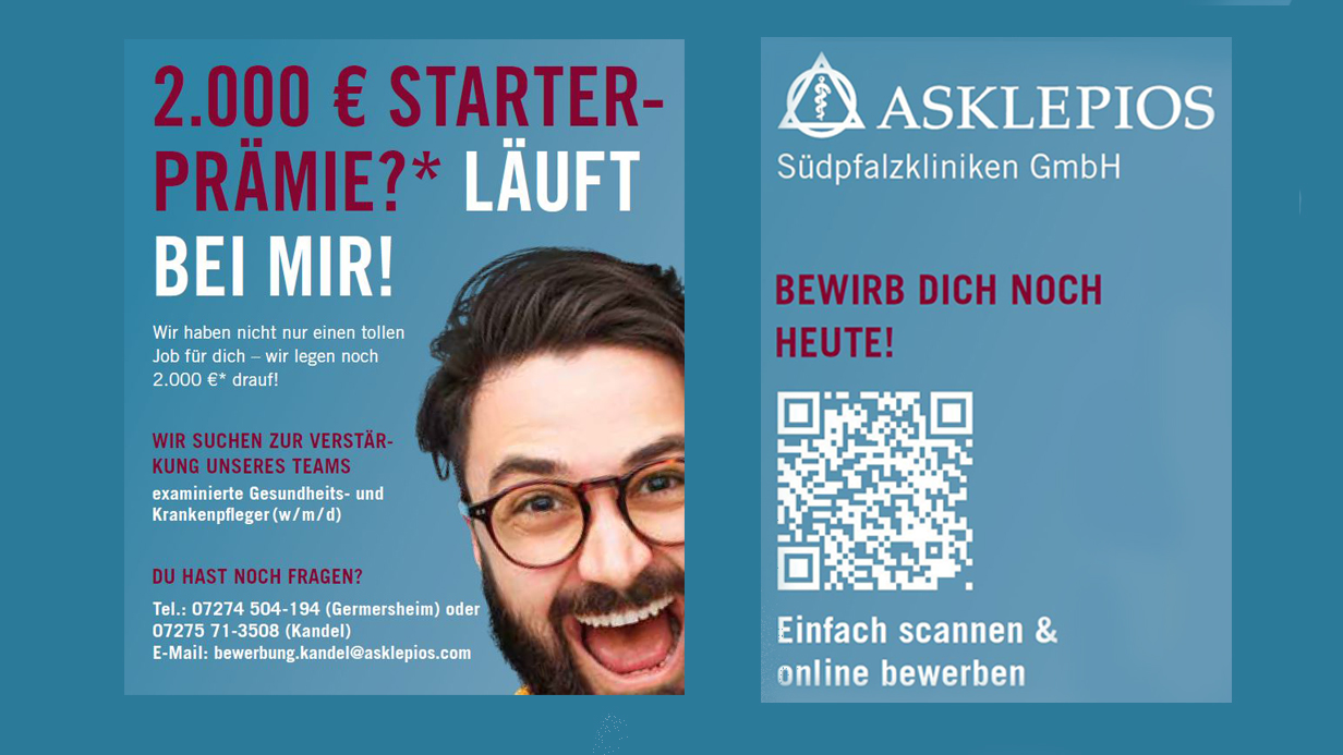 Starterprämie Südpfalzkliniken - Aktion - Läuft bei mir! Hier war ein Handzettel: Starterprämie