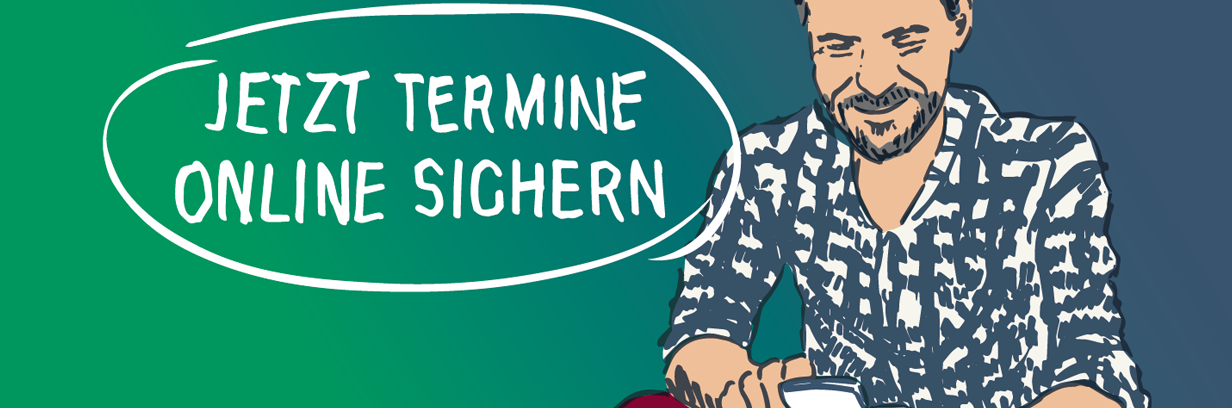 Illustration zur Online-Terminvereinbarung bei Asklepios Grafik: Illustration zur Online-Terminvereinbarung bei Asklepios
