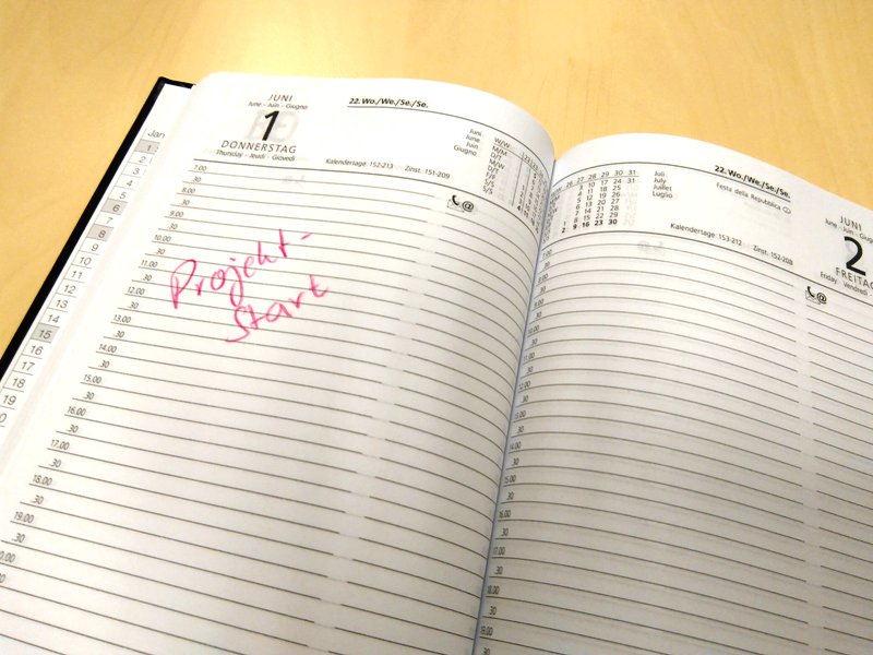 Projektplanung Bild: Im Kalender ist der Startpunkt eines Projektes markiert.